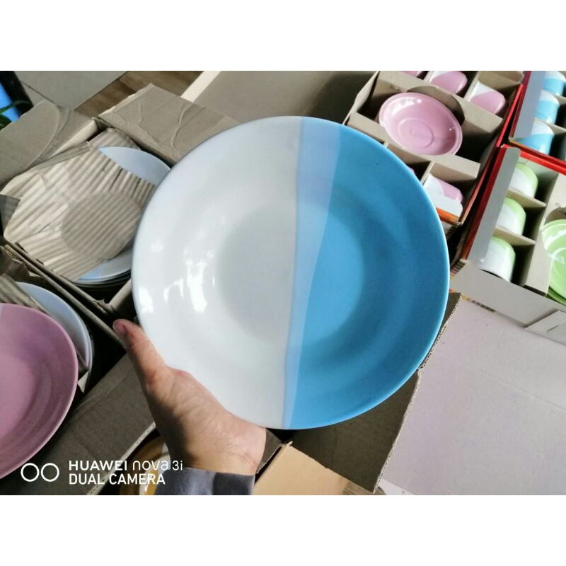 PIRING KERAMIK DUA WARNA MUSLIH WARNA PASTEL