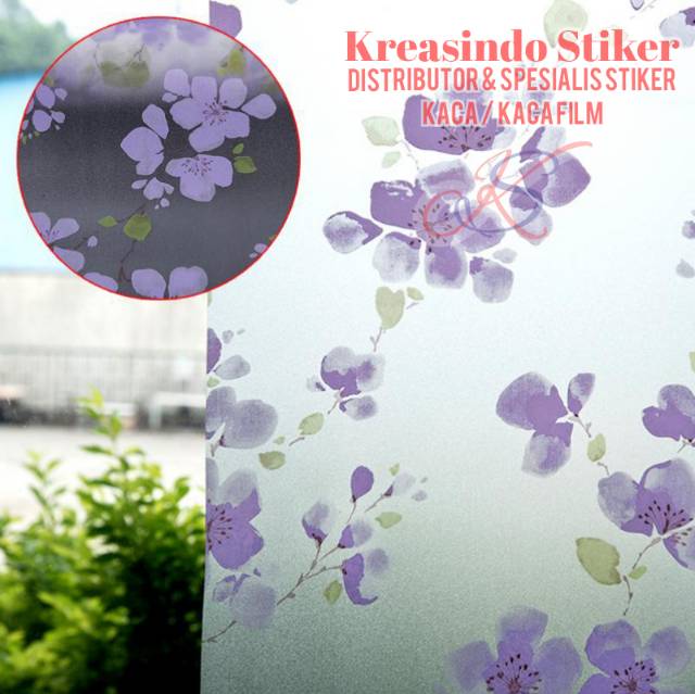 Stiker  Kaca Jendela Motif Bunga