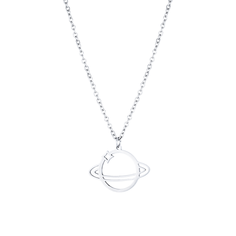 Planet Necklace Trend Personality Hip Hop Simple Titanium Steel Chain Saturn Pendant