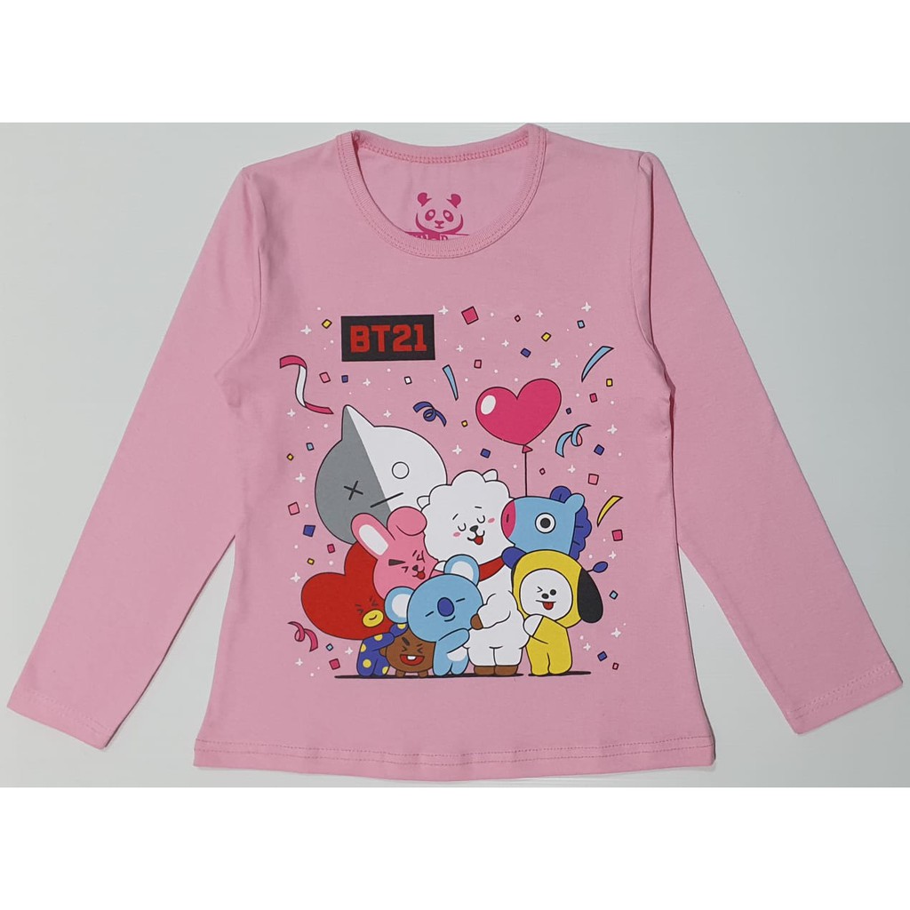 RKA - KLGCe Kaos Lengan Panjang Anak Karakter BT21 Pink