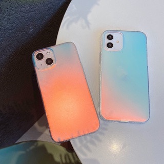 Soft Case TPU Transparan Gradasi Laser Cover iPhone 11 12 13 Pro Max XR X XS Max 7 8 Plus