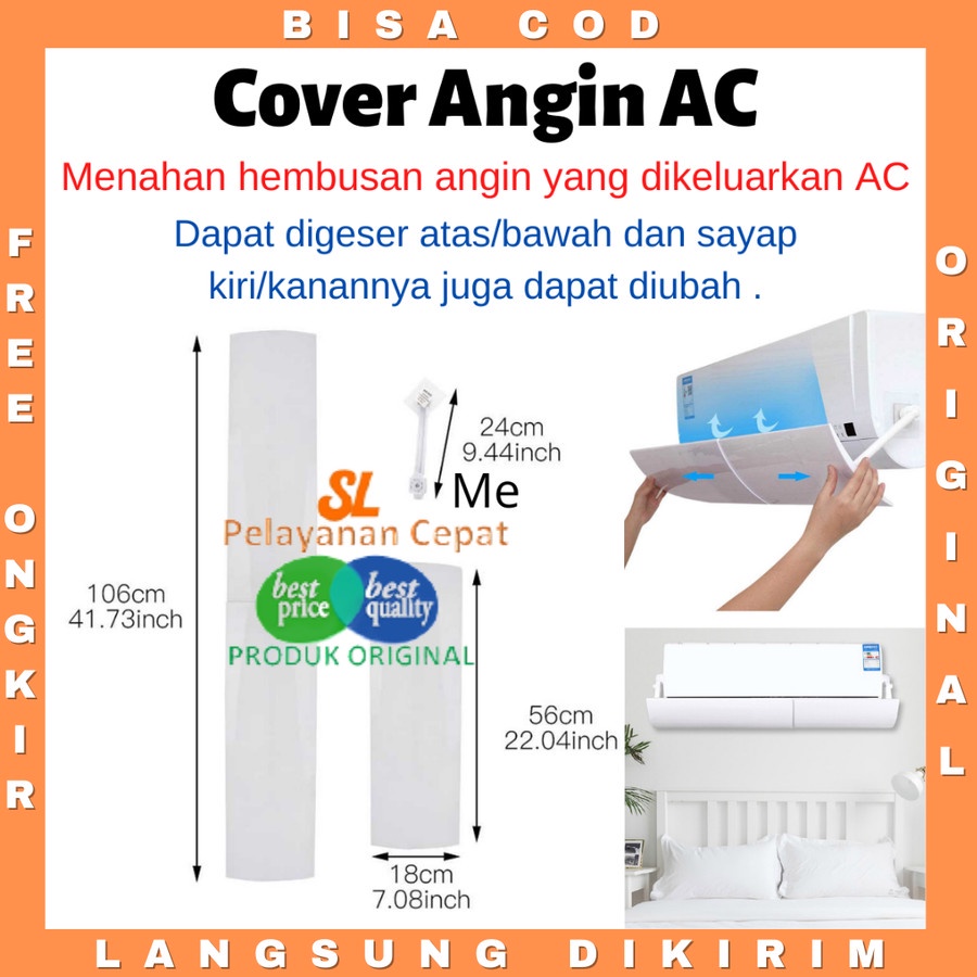 Cover Penutup Penghalang Angin AC Penahan Angin Acrylic Adjustable Windshield