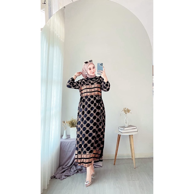 COD - Asmiranda Maxy Gamis Muslim Aurora Dress Shakila Aksen Renda Brukat Import Ld  110 Fit S - XL ( Free Bros ) Fashion Maxi Wanita Pesta Kondangan Modern Termurah Terlaris-1