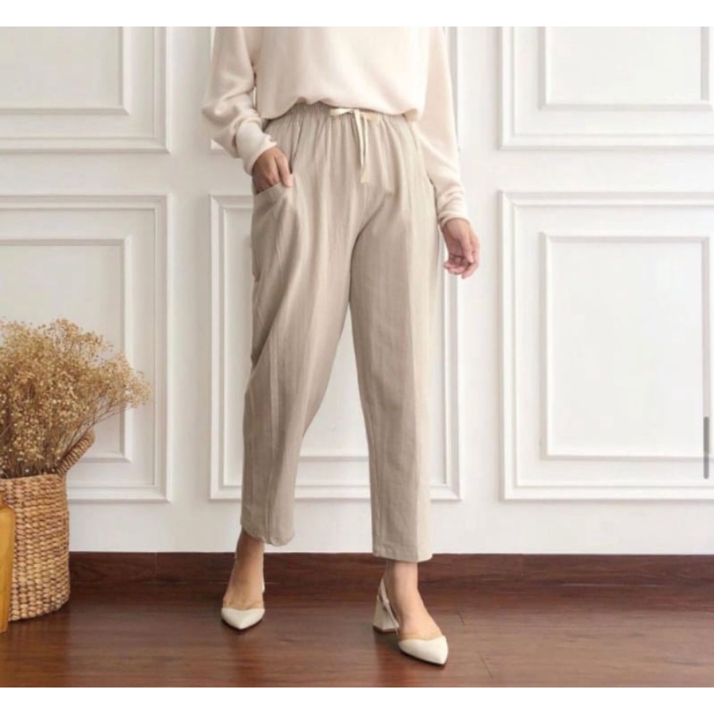 PROMO!! CELANA WANITA Willow Linen Pants - CELANA KEKINIAN BAGGY PANTS CELANA WANITA TERLARIS CELANA LINEN CELANA MUSLIMAH