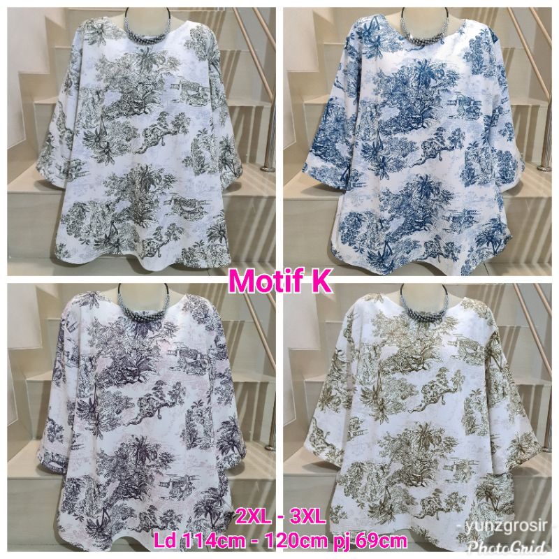 Blouse Scuba Premium Import Jumbo 2XL-3XL-6