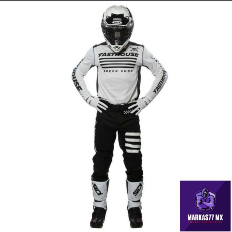 JERSEY SET FASTHOUSE HALT WHITE JERSEY SET MOTOCROSS JERSET SEPEDA MTB DOWNHILL FASTHOUSE ORIGINAL
