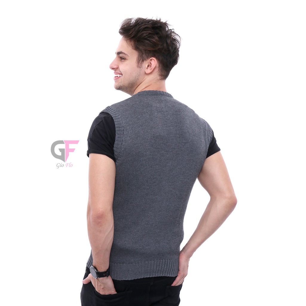 GIOFLO Outerwear Pria Rompi Simple Smart Casual Abu Tua / ROM 264