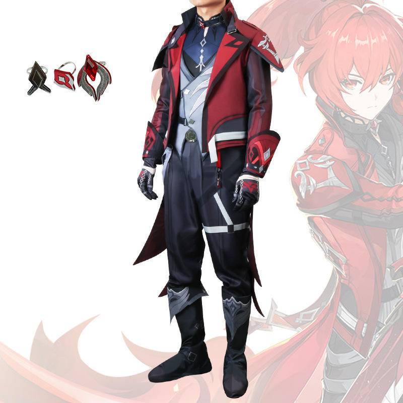 【Wetrose】Genshin Impact Red Dead of Night The New Diluc Skin Cosplay Male Man Costume Set