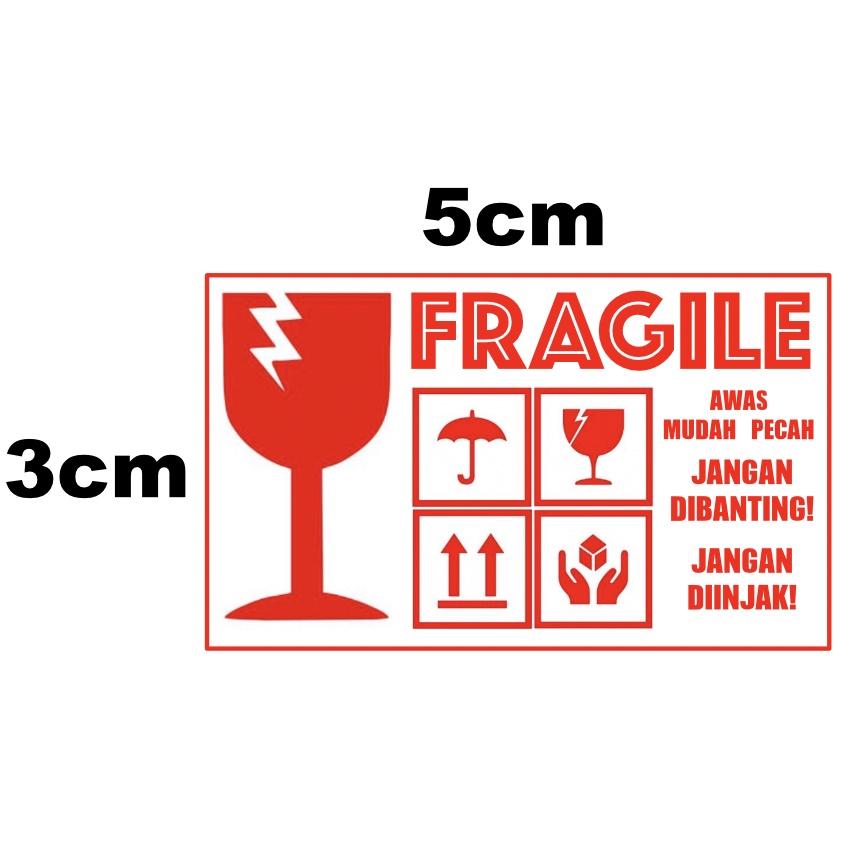 Jual Sticker Fragile Mudah Pecah Stiker Mudah Pecah Stiker Pecah Belah Label Fragile Murah 3x5cm 4681