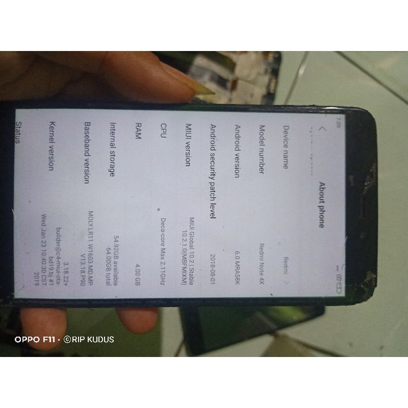 Mesin xiaomi note 4x ram 4/64 normal
