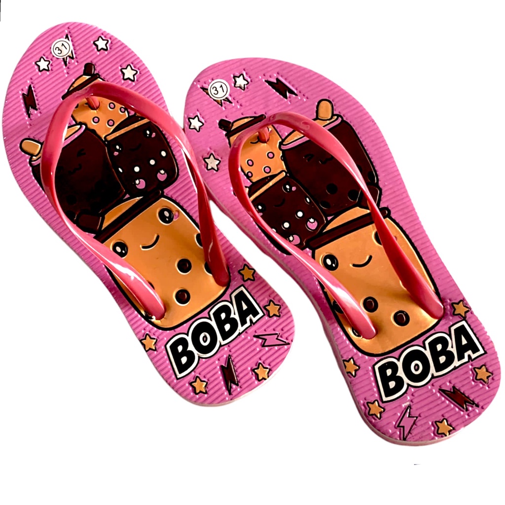 Sandal jepit anak perempuan motif boba lucu