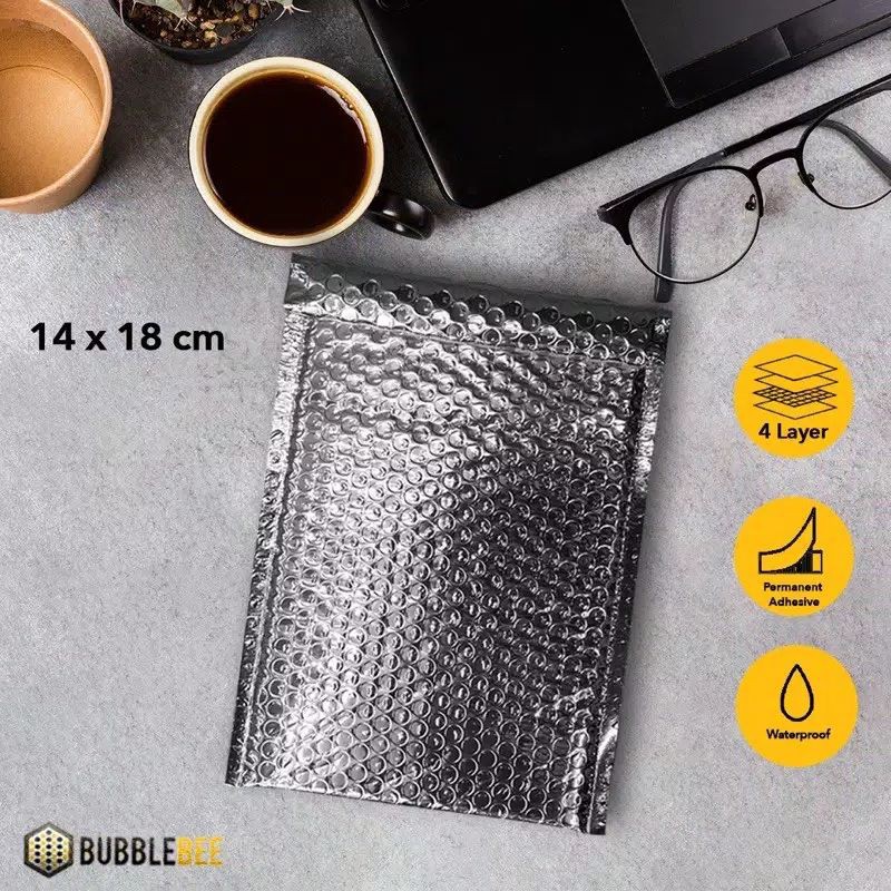 polymailer bubble wrap  aluminium silver bentuk amplop