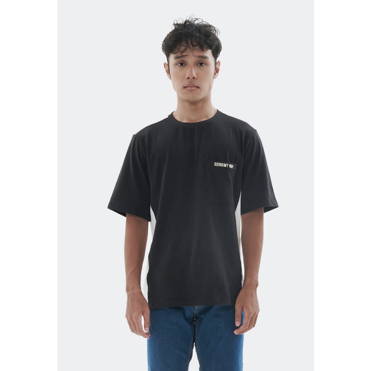 MANZONE Kaos lengan pendek pria STENO-BLACK