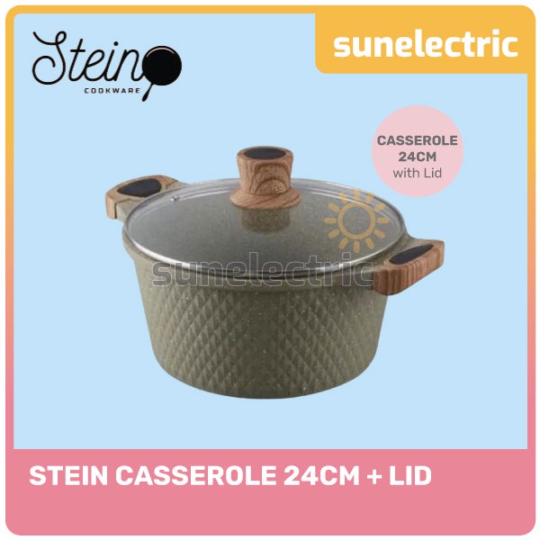 STEIN Cookware Casserole 24 cm Panci Greblon / Panci Set Penggorengan / Wajan Wok Anti Lengket + Tut