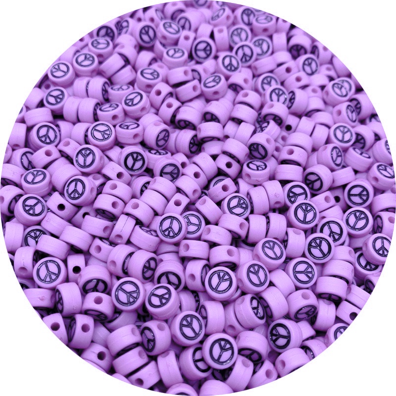 100pcs / lot 4x7mm Manik-Manik Akrilik Bentuk Simbol Peace Warna-Warni Untuk Gelang DIY