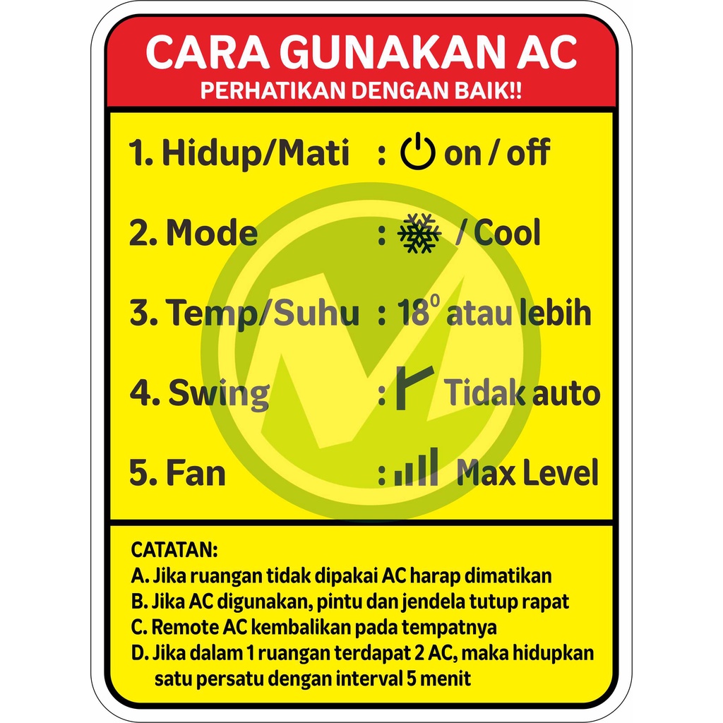 

STIKER VINYL PETUNJUK CARA MENGGUNAKAN AC
