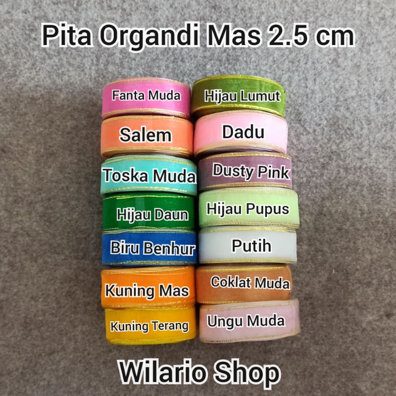 1 ROLL Pita Organdi List Mas 2,5 cm  | Pita Organdi Organza List mas 1 Inch (2.5 cm)