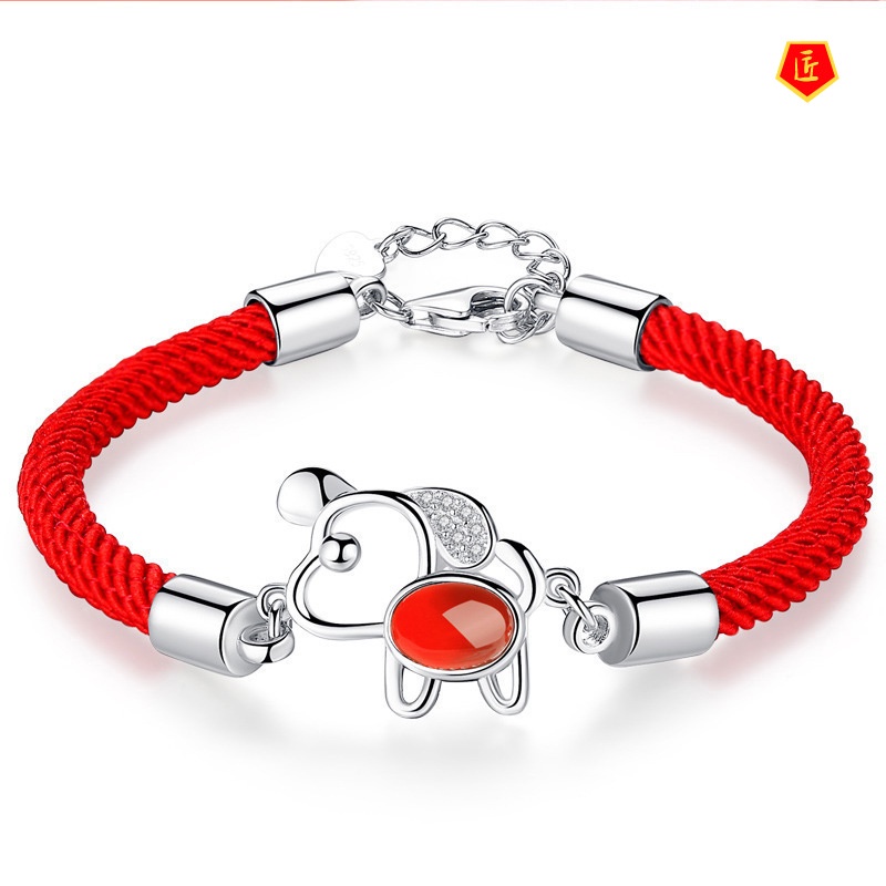 [Ready Stock]Red Rope Auspicious Red Agate 925 Silver Bracelet