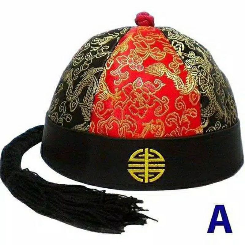TOPI IMLEK SINCIA TOPI ANAK DAN DEWASA LUCU TOPI CHEONGSAM ADA EKOR RAMBUT TULISAN FU-1
