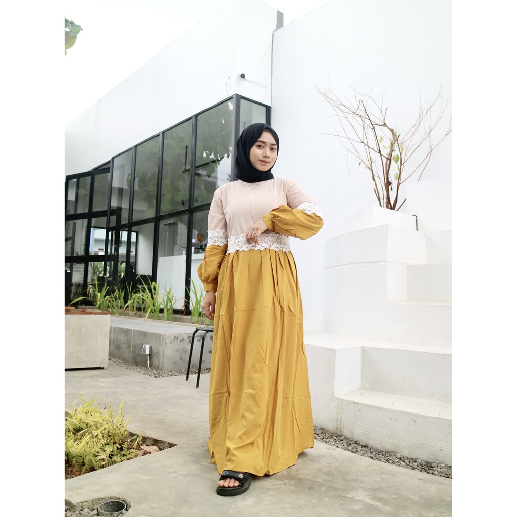 Gamis Vikachu // Gamis Polos Kombinasi // Gamis Renda // Grosir Gamis Tanah Abang