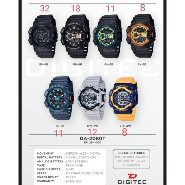JAM TANGAN DIGITEC DUAL TIME