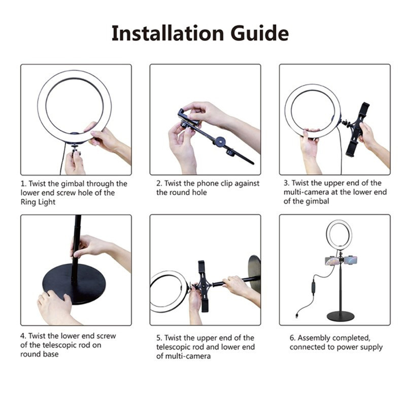 [SB] 6&quot;Selfie Ring Light Fill lamp Multi-function Stand Selfie Stick Round Base Desktop Mount