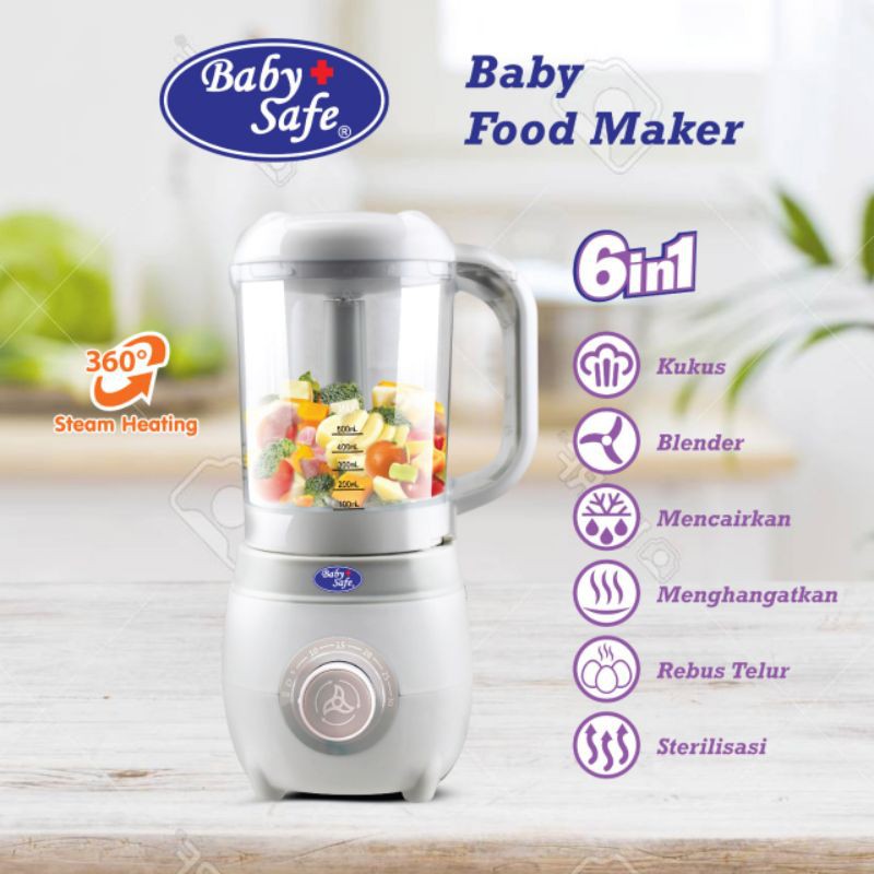 Baby Safe FOOD MAKER 6in1 LB012 Blender kukus steril rebus babysafe alat mpasi