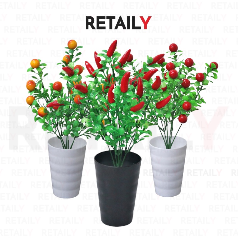 Retaily PT48 Pot Tanaman Hias Bunga Hias Plastik Ornamen Pot Bongsai Artificial Flower Decoration