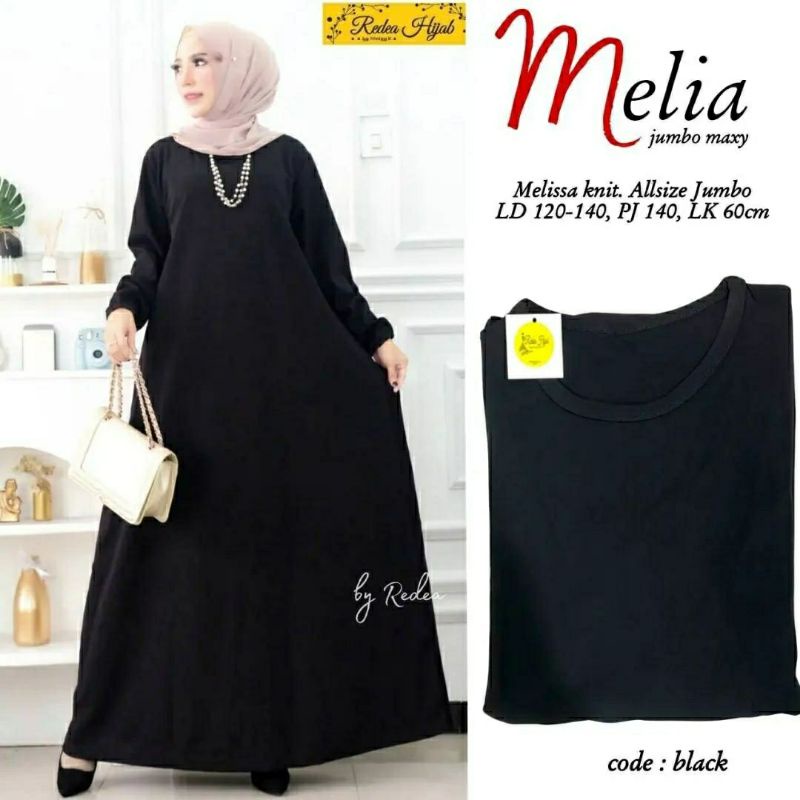 Melia Jumbo Maxy, GAMIS JUMBO POLOS WANITA MUSLIM CANTIK FIT XXXL LD 120-134 BAHAN MELISSA KNIT IMPORT TERMURAH OOTD