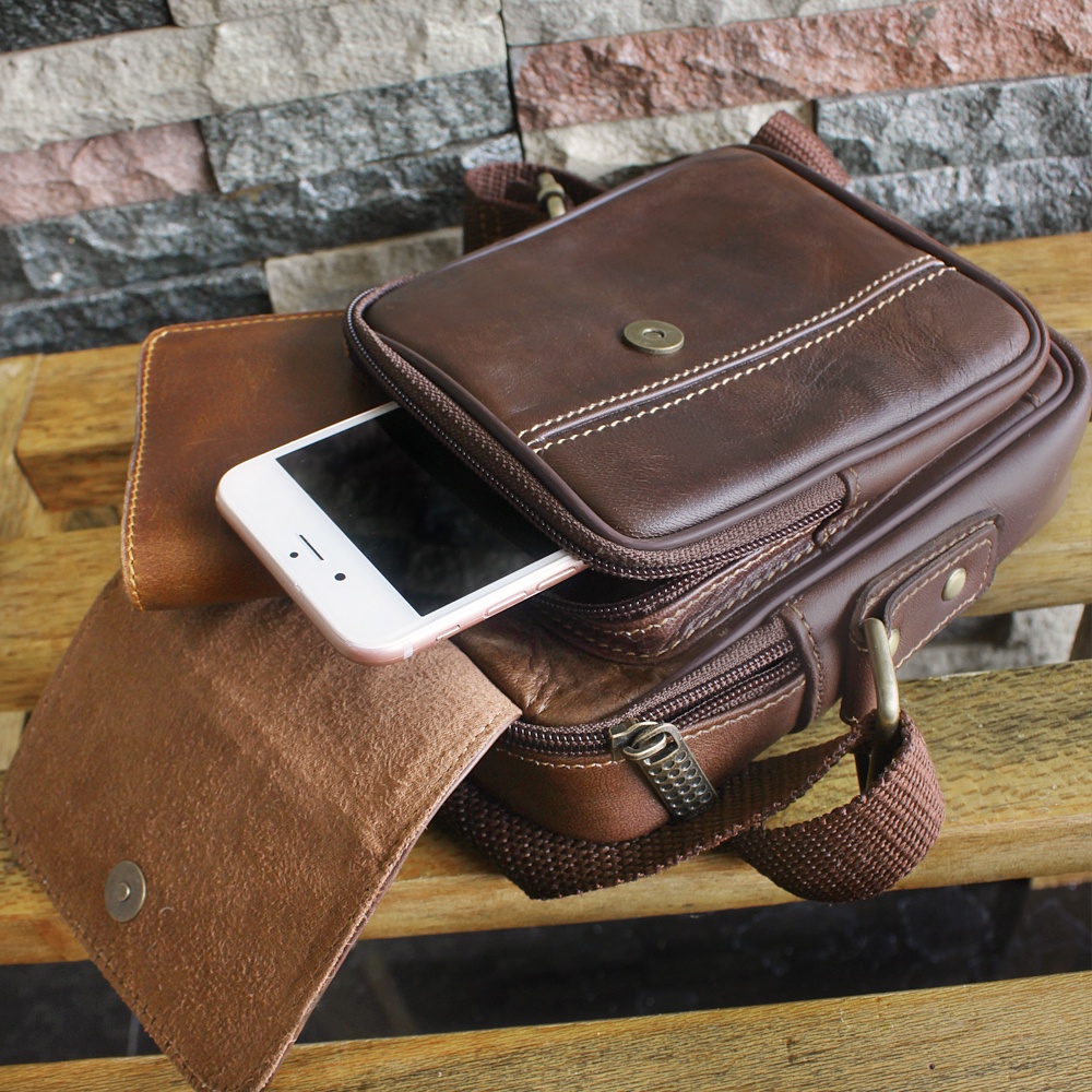 TAS KICKERS KECIL COKLAT KULIT SAPI ASLI 100%