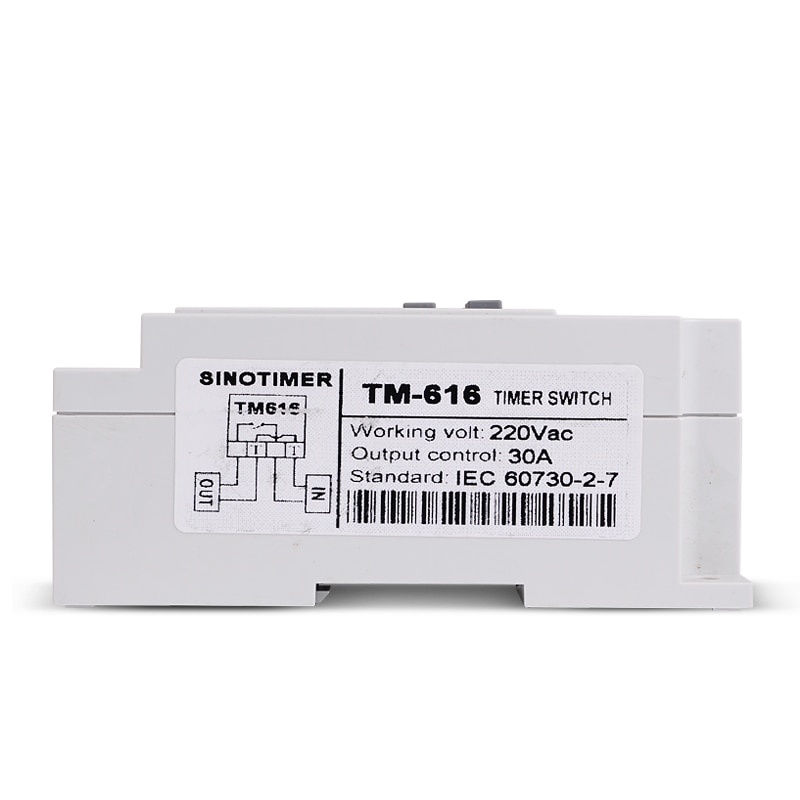 SINOTIMER Power Timer Programmable Time Switch Relay 220 V 30 A - TM616W - White