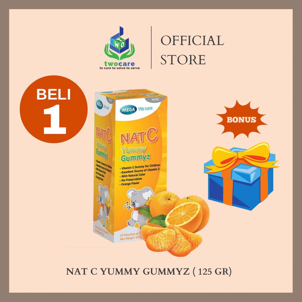 Mega We Care NAT C Yummy Gummyz Isi 25 Vitamin Vit C Permen Jeli Anak