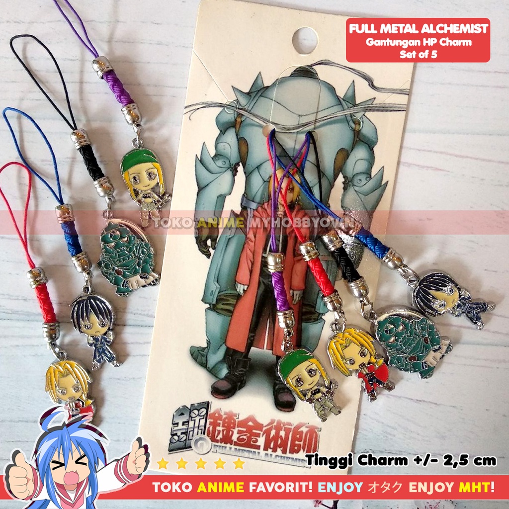 Gantungan HP Anime Charm Set Of 4 Full Metal Alchemist Edward Elric Alphonse Winry Rockbell Roy Mustang