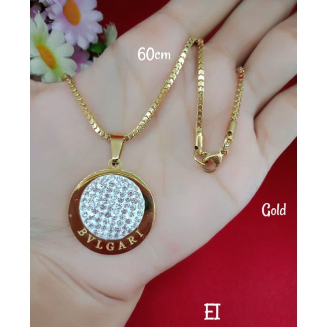 kalung liontin emas muda perhiasan wanita dewasa anti luntur kadar 50%
