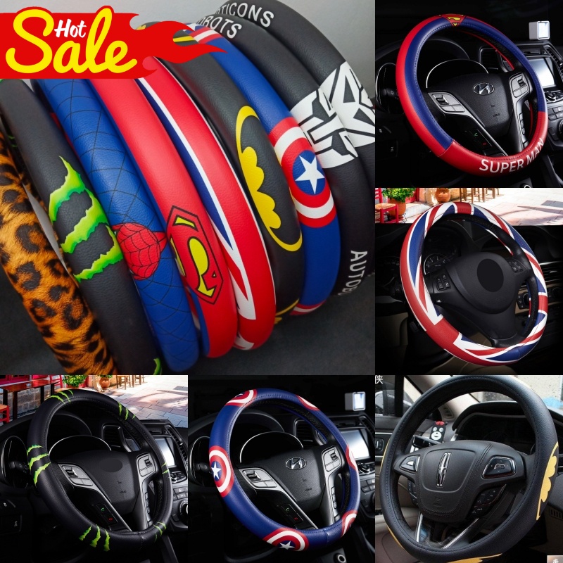 Sarung Cover Stir Setir Mobil HERO Batman Transformers Spiderman Superman dkk Monster Energy Leopard