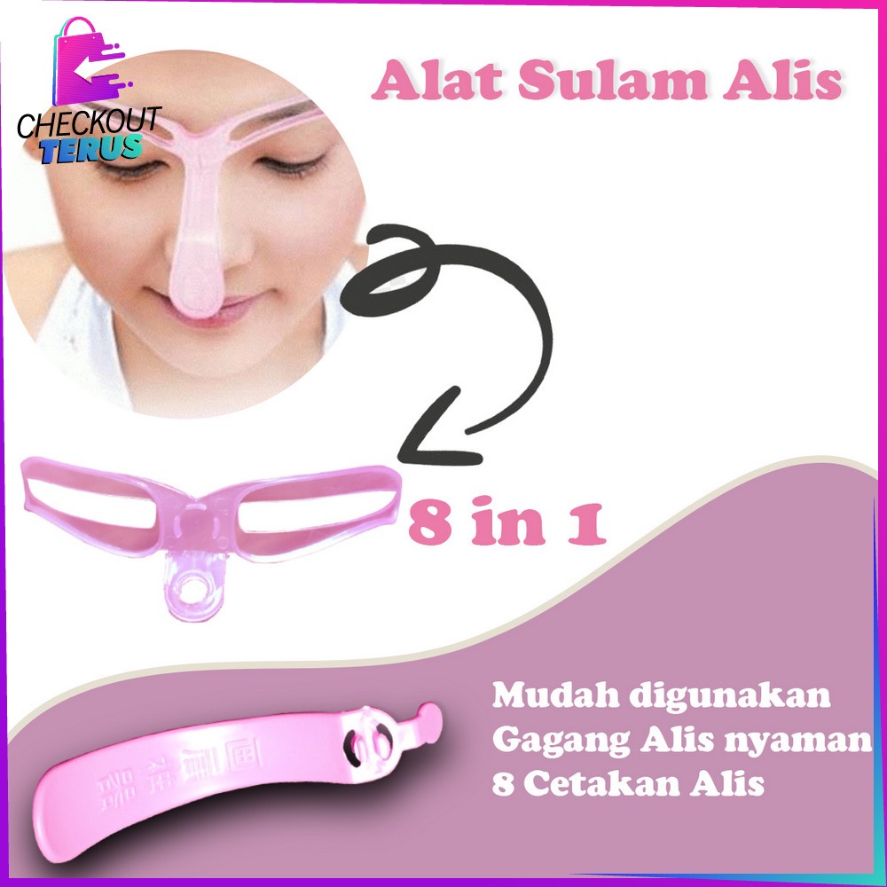 CT K49 Cetakan Alis 8 IN 1 Wanita Alat Cetak Gambar Alis Korea Delapan Model Alat Kecantikan Eyebrow Template