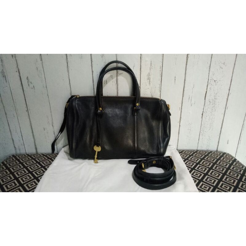 Fossil kendall satchel black large