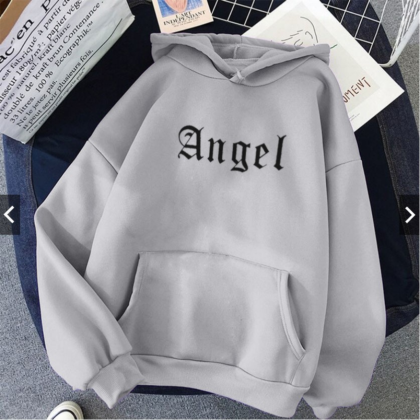 IvannaCollection Sweater Hoodie Wanita Angel Simple Casual Bahan Fleece Premium