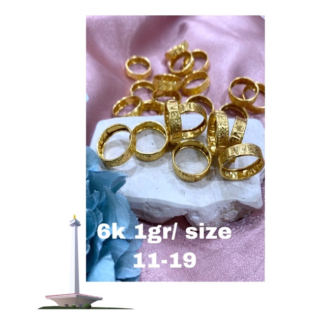 Cincin Pelek Ukir Kadar 6K/30% ll UK 13-17