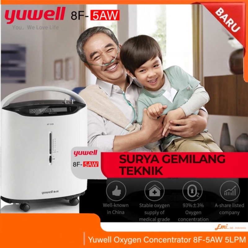 Yuwell 8F-5AW Oxygen Concentrator Homecare / Mesin Generator Oksigen Medis
