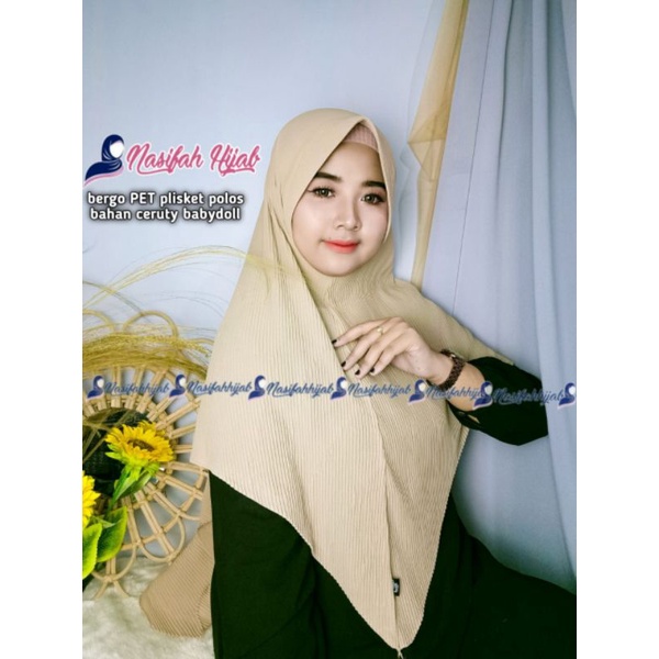Hijab Bergo PET Plisket POLOS Bahan Ceruty Babydoll || Nasifahhijab-3