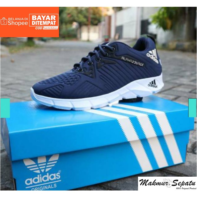 Sepatu Sneakers Running Pria Adidas Alphabounce Navy - Sepatu Outdoor Olahraga Jogging Fitness Murah