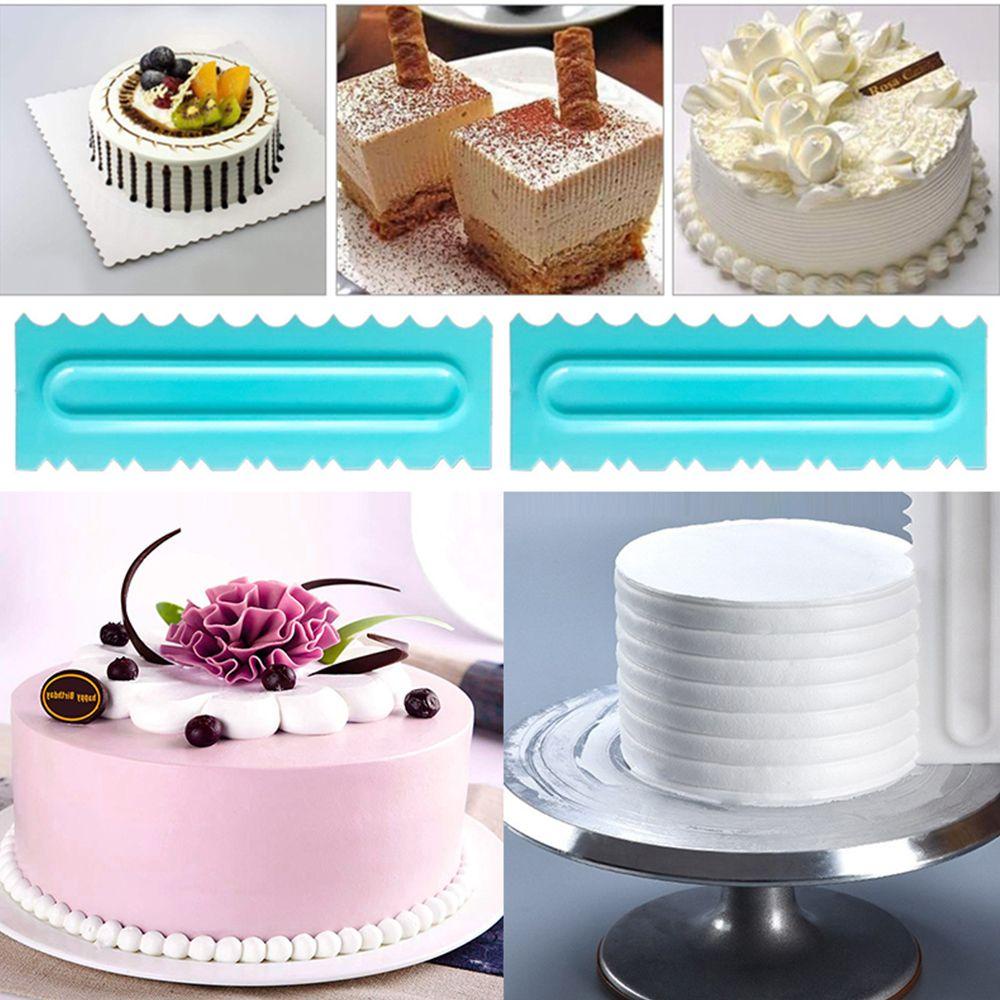 Populer Cake Scraper Plastik Polos Halus Bergerigi Pinggiran Cetakan Baking