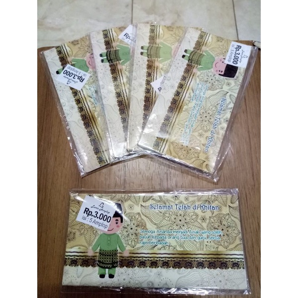 

Amplop Angpau Uang Tematik Versi Khitanan Warna Hijau Batik