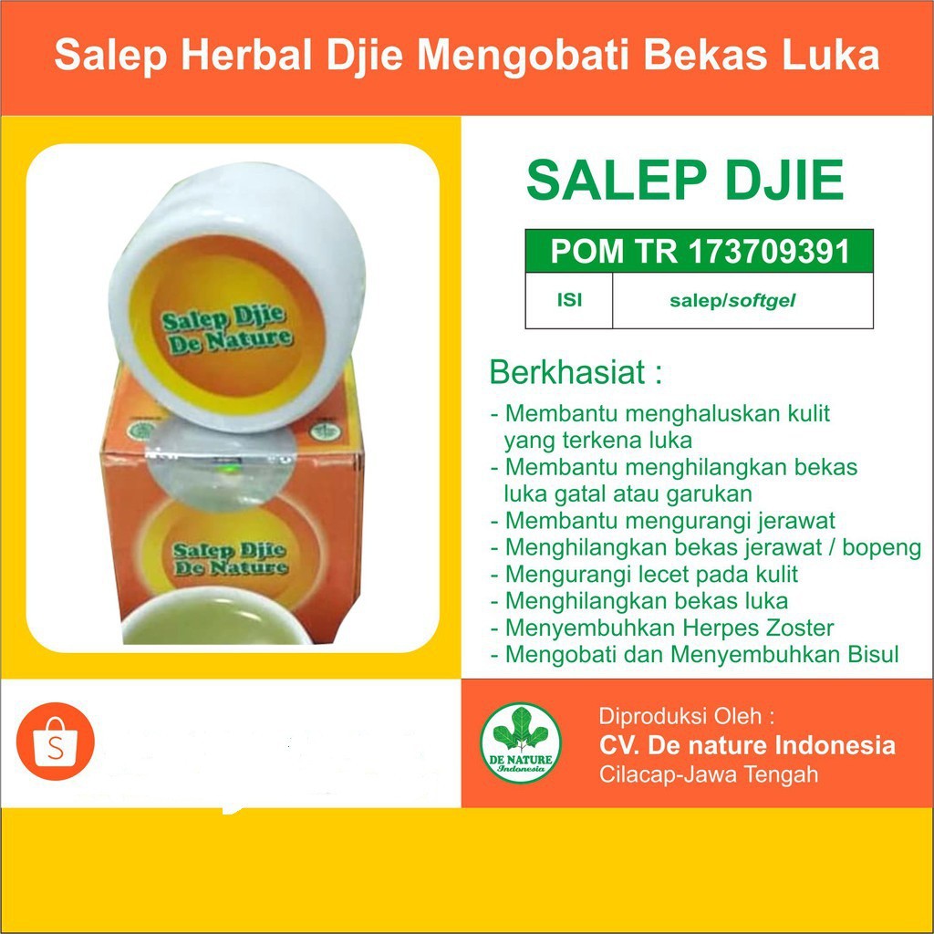 Obat Herpes, Cacar, Campak,Luka Lecet Bernanah, Anti Radang dan Iritasi De Nature Herbal Salep Djie