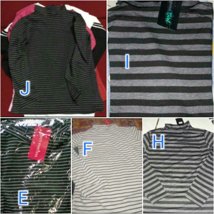 Turtle Neck Stripes Shirt - Kaos Turtle Neck Garis