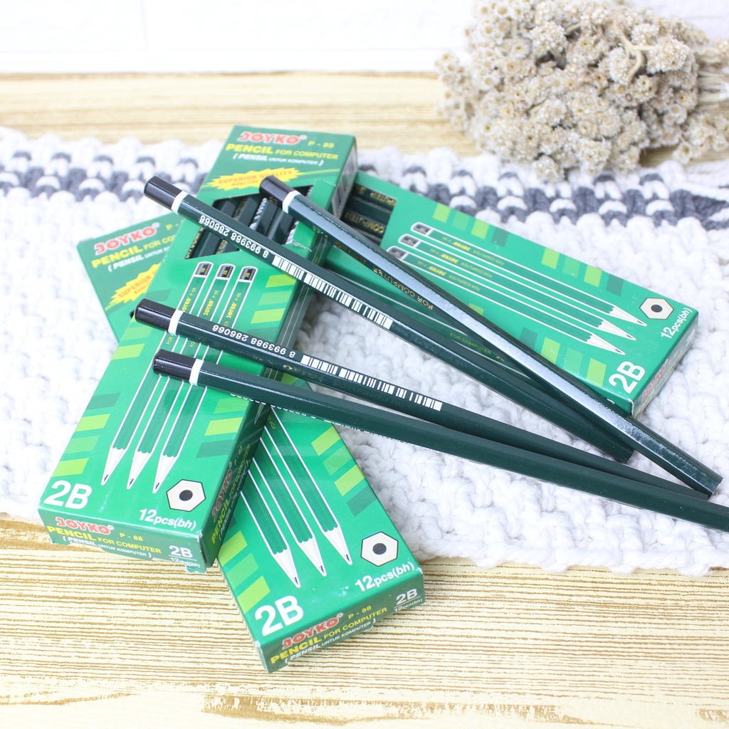 

1 Pak 12pcs Pensil Joyko 2B Pencil Kayu Hijau Alat Tulis Sekolah Kantor