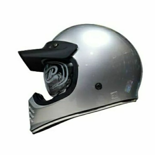 Helm Retro Cakil JPX JP Signature Solid Silver Glossy