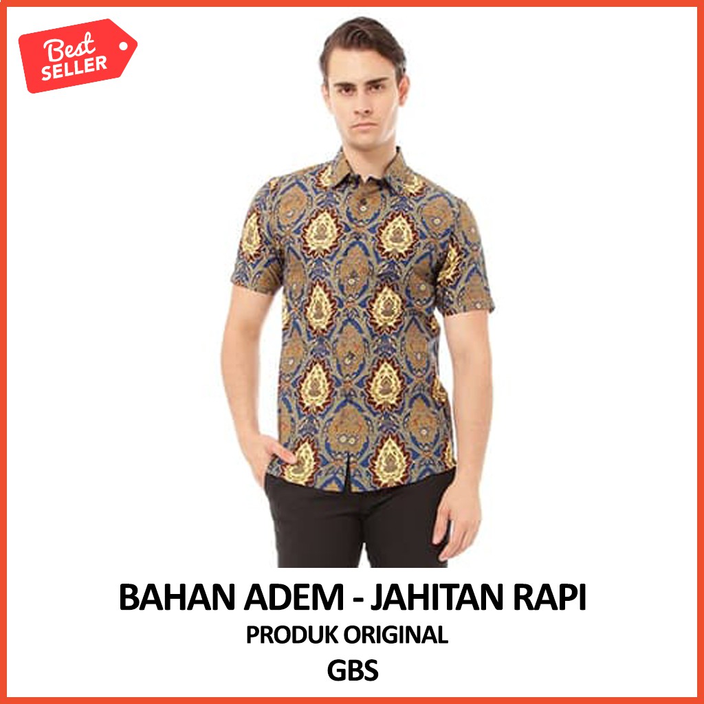 Kemeja Batik  Pria  Modern Lengan Pendek Casual  Modis Slim 