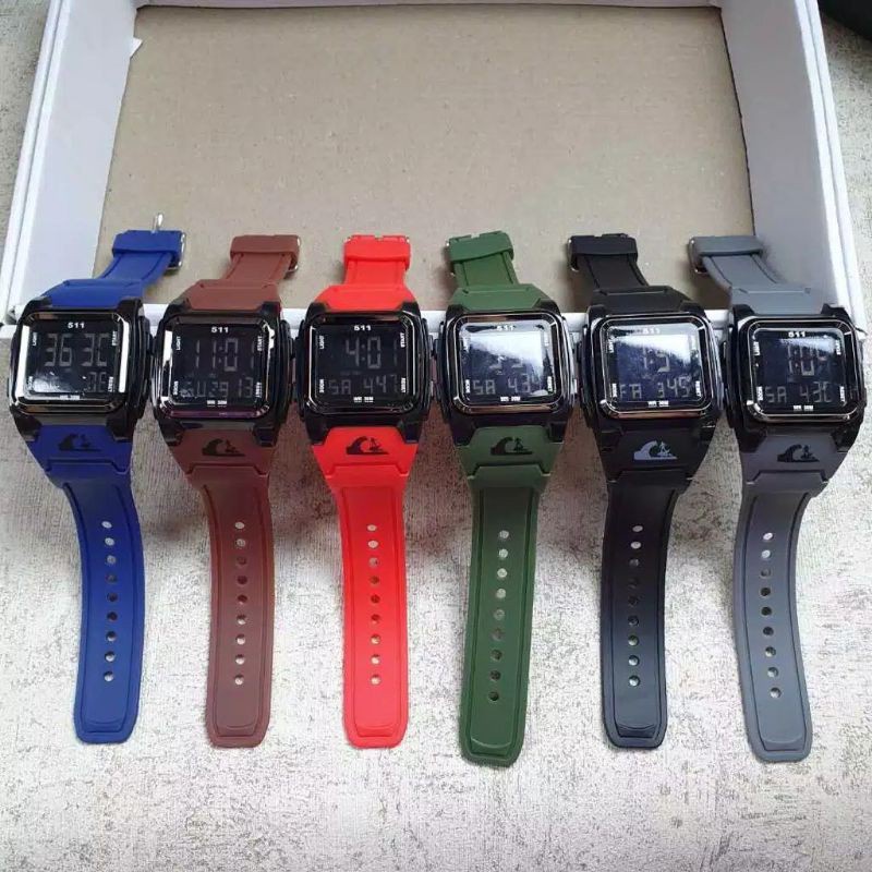 [DG] Jam Tangan Pria Digital Sporty Quicksilver Digital Segi Karet